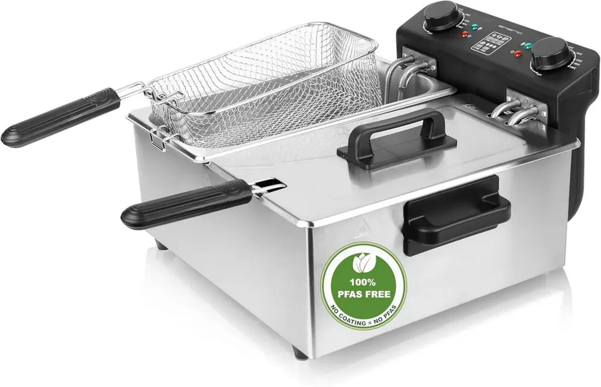 Friggitrice ad Olio 3L con Termostato Regolabile e Serbatoio Inox