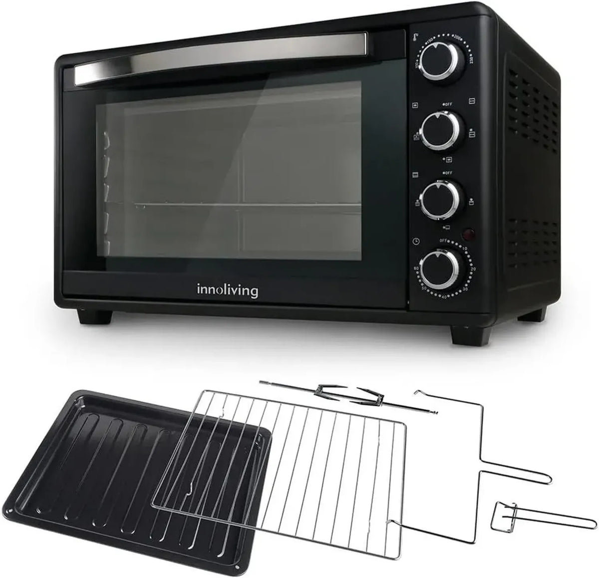 Forno elettrico 45L con Ventilazione e Girarrosto, Luce Integrata, 2000W