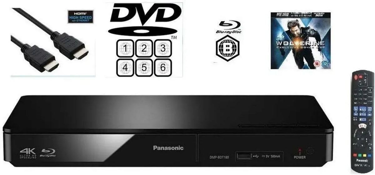 Lettore Blu-ray 3D Panasonic Smart Network DMP-BDT180EB con Telecomando e Cavo HDMI