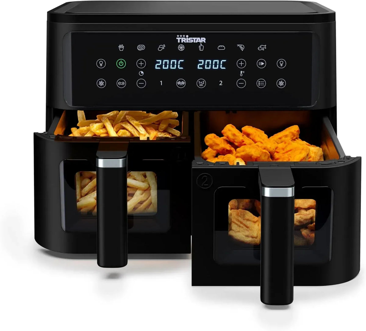Friggitrice ad Aria Tristar 9L, Doppio Cestello, 10 Programmi, Controllo Digitale, Cottura Sana, 2500W