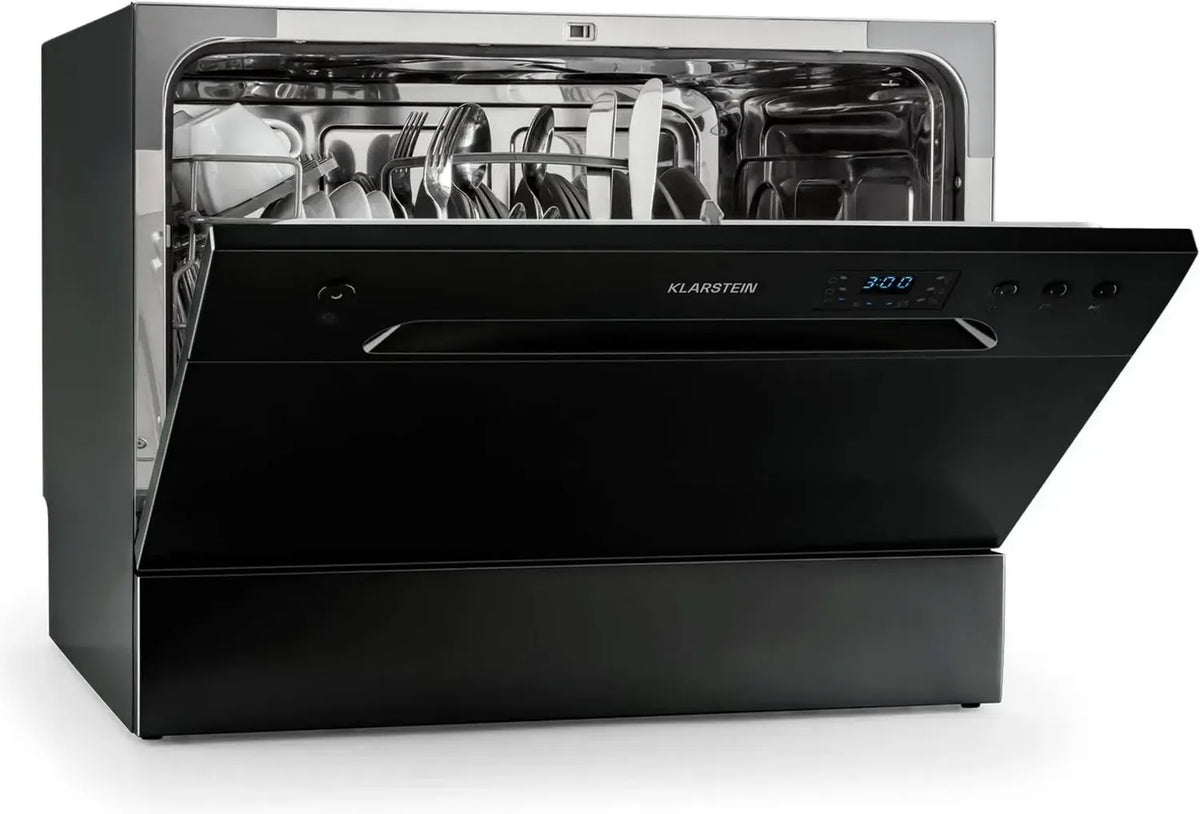 Klarstein Lavastoviglie Compatta 8 Coperti, Silenziosa con 6 Programmi, Installazione Facile per Spazi Ridotti