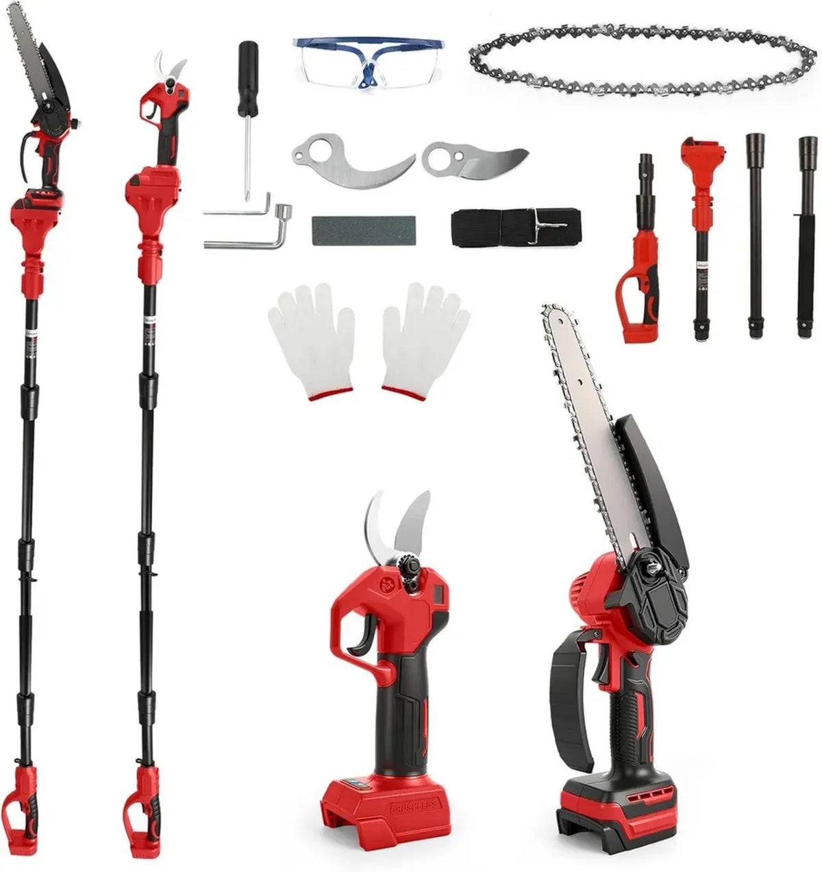 Motosega a Batteria e Cesoie 4 in 1, Compatibile Milwaukee 18V, con Asta da 2 m e Lama di Ricambio