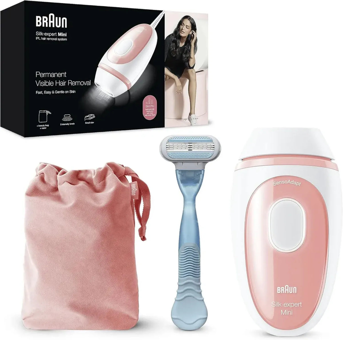 Braun Epilatore IPL Compatto per una Pelle Liscia e Duratura, Ideale per Viso, Bikini e Ascelle, PL1014 Rosa