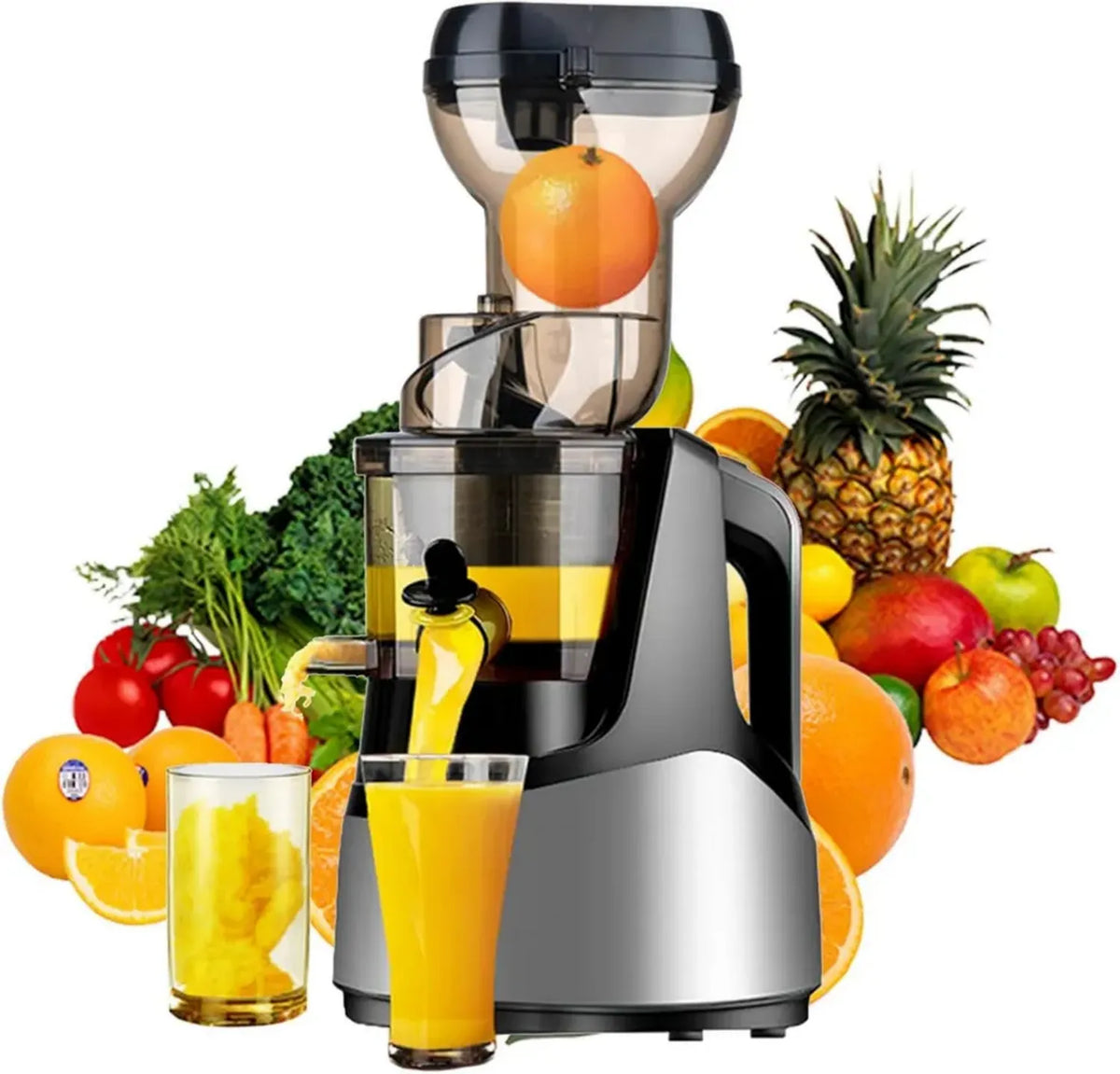Estrattore di Succo a Freddo 150W, Slow Juicer con Ampia Bocca 75MM, Nutrienti Intatti, Argento