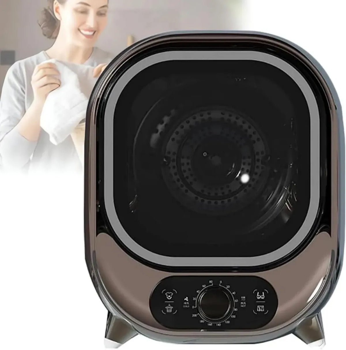Asciugatrice Compatta 450W con Tamburo in Acciaio Inossidabile e Timer Regolabile, Funzione di Centrifuga, Capacità 0,8 kg, Colore Blu Elettroplaccato