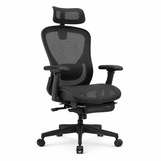 Sedia da ufficio girevole regolabile con poggiatesta schienale in rete nera supporto lombare braccioli e ruote 65 x 65 x 118-128 cm