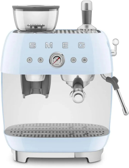 Smeg Macchina Espresso Manuale con Macinacaffè, Thermoblock e Serbatoio da 1L, 1350W, Azzurro