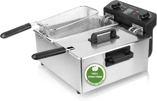 Friggitrice ad Olio 3L con Termostato Regolabile e Serbatoio Inox