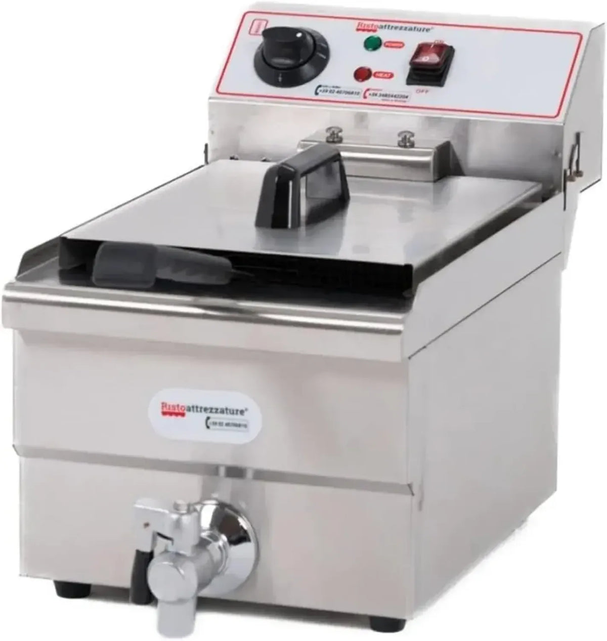 Friggitrice Elettrica Professionale in Acciaio Inox con Rubinetto, 10L, 220V