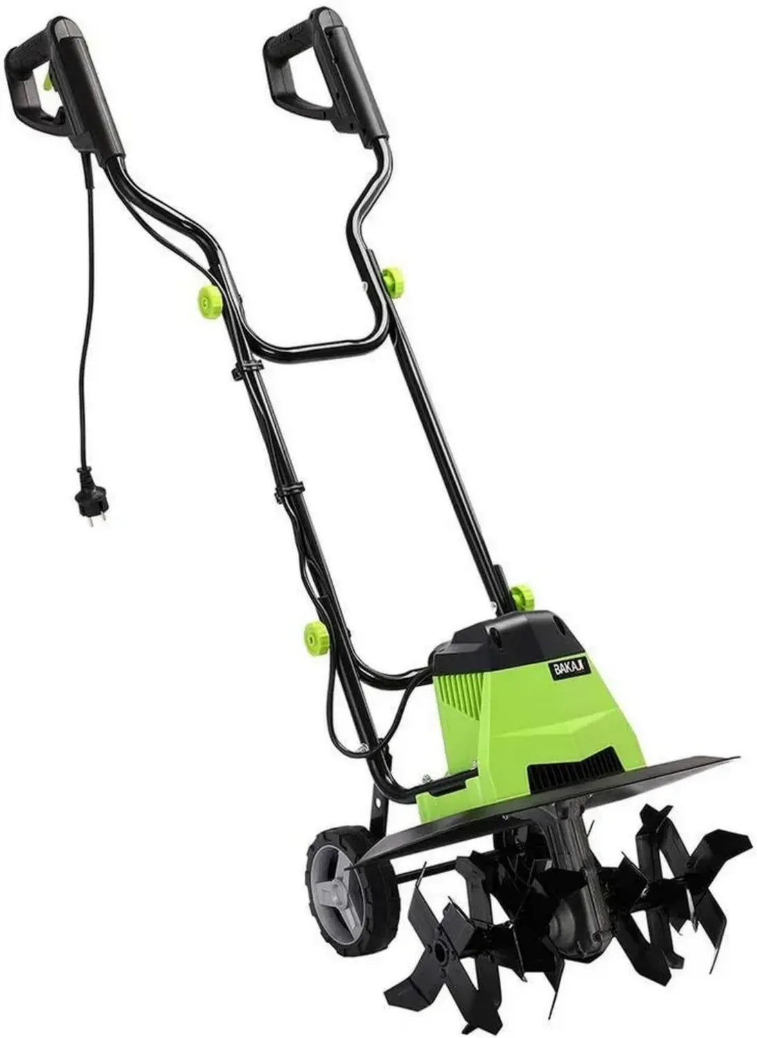 Motozappa Elettrica 1500W Bakaji con 6 Lame, 40cm Lavoro, Velocità 200 rpm e Manico Ergonomico