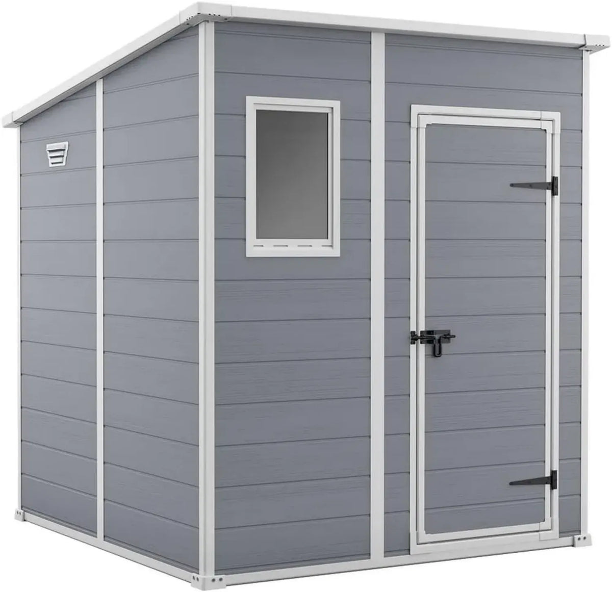 Casetta da Giardino Keter Manor Pent 6x6, Effetto Legno, Colore Grigio, Dimensioni 183,5x185x200 cm