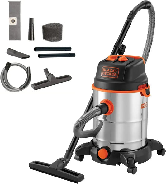Aspirapolvere Multifunzione BLACK+DECKER 1600W, 30L, per Solidi e Liquidi