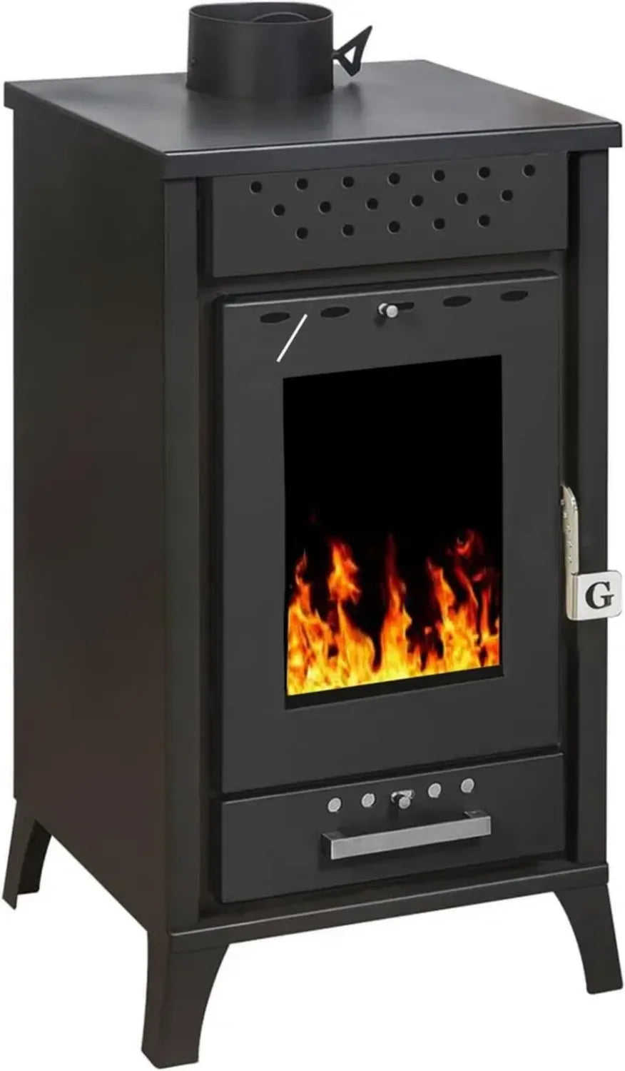 Caminetto a legna 15 kW in Acciaio e Ghisa con Dimensioni Compatte - Modello Kolumbo