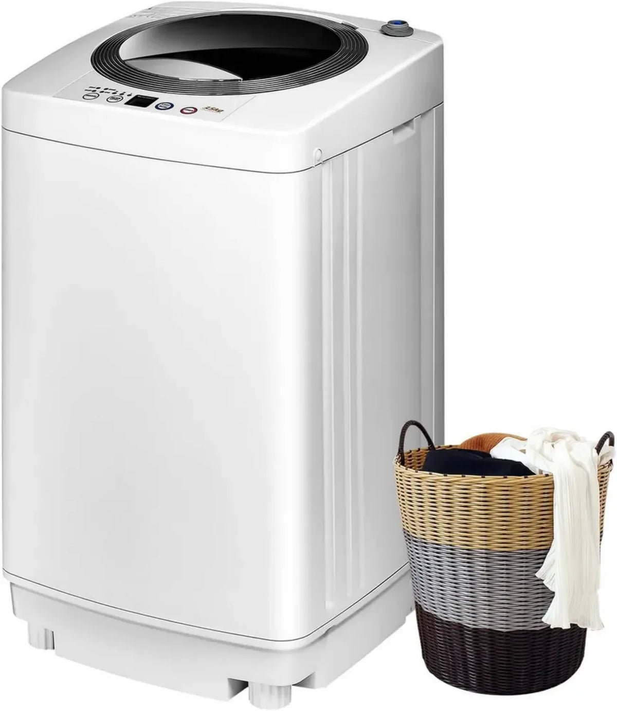 Mini Lavatrice Automatica con Centrifuga SOARS 3,5 kg, 6 Programmi, Pompa di Scarico, Display, Caricamento dall'Alto, 43x43x75 cm, Bianco