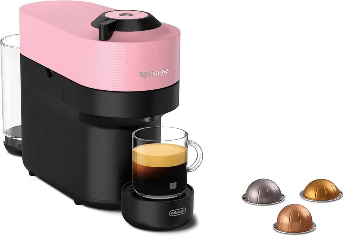 Macchina da Caffè a Capsule De'Longhi Nespresso Vertuo Pop, 4 Dimensioni, Cold Brew, Connettività Bluetooth e WLAN, Rosa