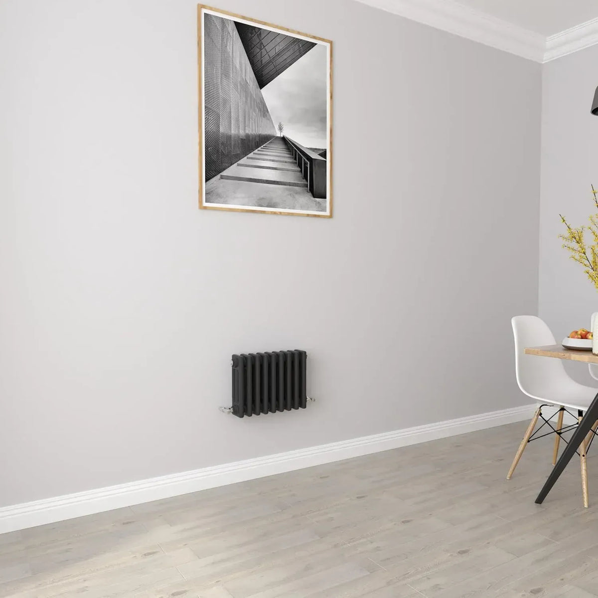 Radiatore tradizionale in ghisa nera a tre colonne orizzontali, 300x425mm