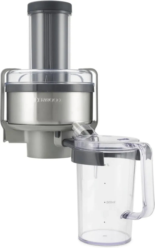 Kenwood Accessorio Estrattore di Succo per Impastatrice, Caraffa 1L Inclusa, Sistema di Sicurezza, Acciaio Inossidabile
