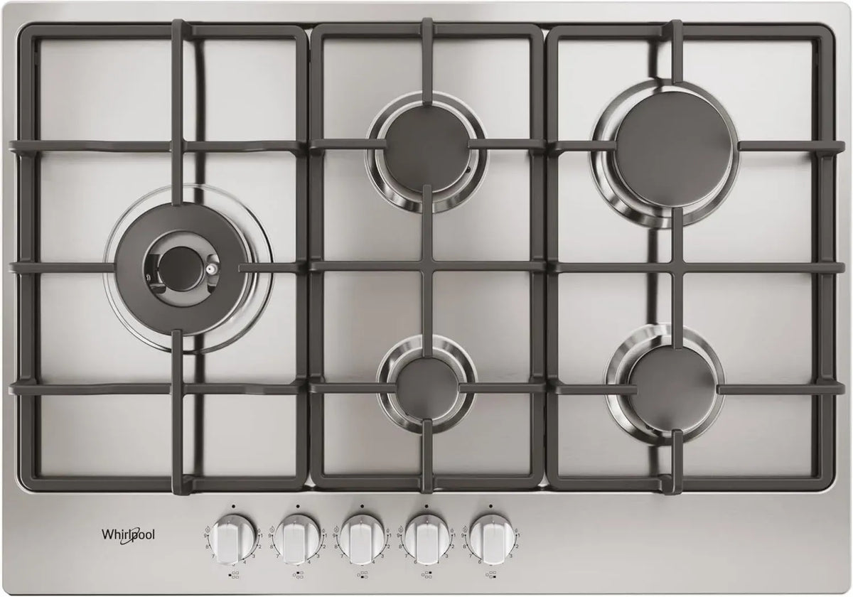 Whirlpool Piano Cottura 5 Fuochi Alta Efficienza, Acciaio Inox