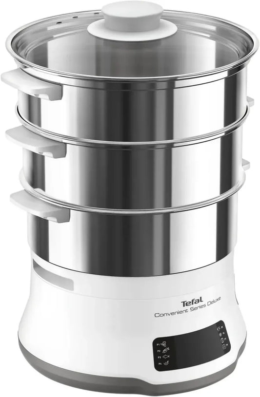 Vaporiera Elettrica Tefal VC502D10, 8 Programmi, Touch Screen, 3 Livelli, Acciaio Inox