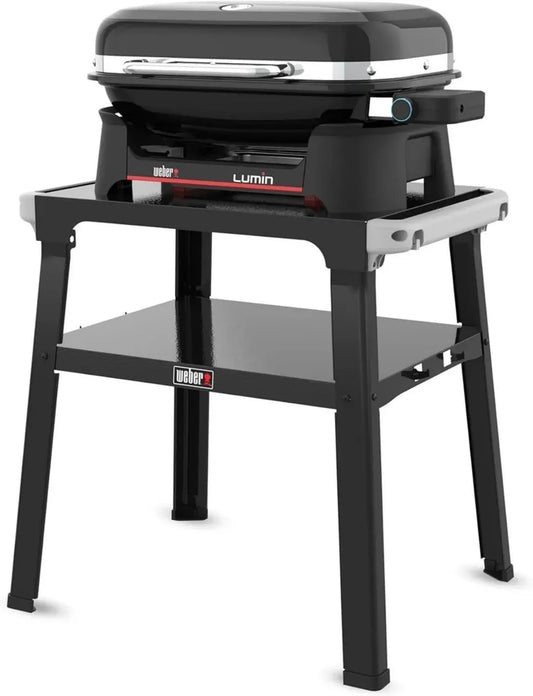 Griglia Elettrica Weber Lumin con Supporto, Termometro e Griglie in Ghisa, 33x49 cm, Nero