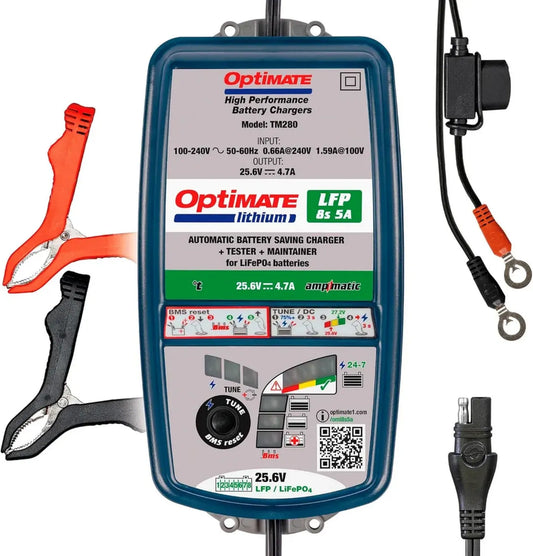 Caricabatterie e Mantenitore Tecmate Optimate Lithium 8s 5A per Batteria 25.6V