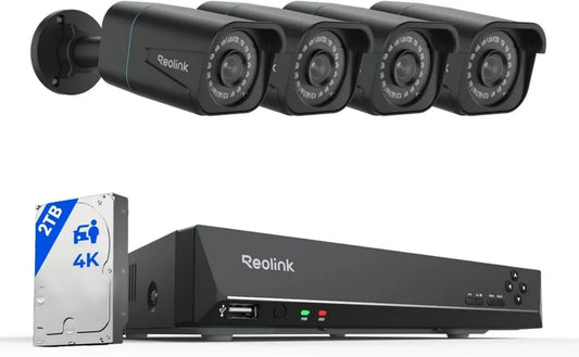 Kit Videosorveglianza 4K Reolink con Rilevamento Intelligente, NVR 8 Canali 2TB e 4 Telecamere IP67, Espandibile fino a 16TB
