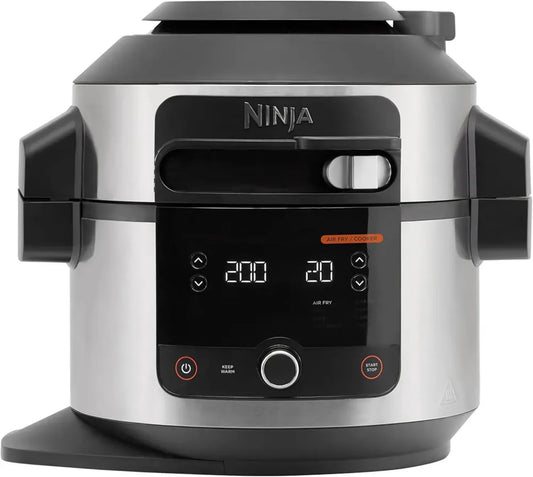 Ninja Foodi Multicooker 6L con Coperchio Intelligente, 11 Funzioni: Pressione, Friggitrice ad Aria, Vapore, Lento, Forno, Griglia, Acciaio Inossidabile, Modello OL550EU