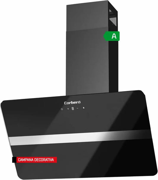 Cappa Decorativa Corberó VICTORIA 70 cm, Nero, Controllo Touch, 3 Velocità, Alta Efficienza