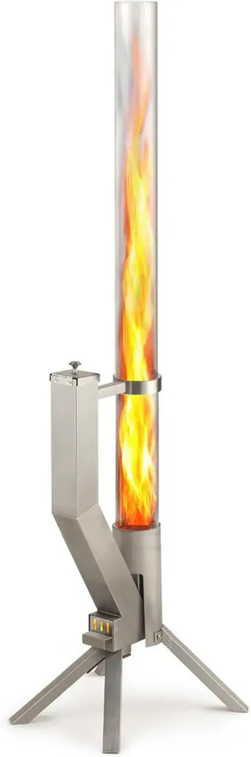 Torcia a Pellet in Acciaio Inox per Terrazze Incantevoli - Eleganza e Calore in Argento