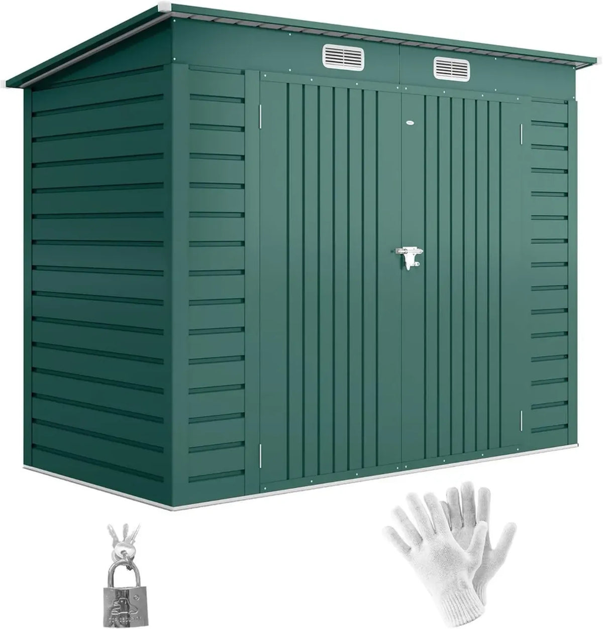 Capanno in Acciaio Zincato con Porte Bloccabili, 2.7m², Verde