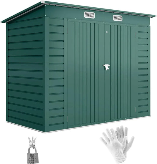 Capanno in Acciaio Zincato con Porte Bloccabili, 2.7m², Verde