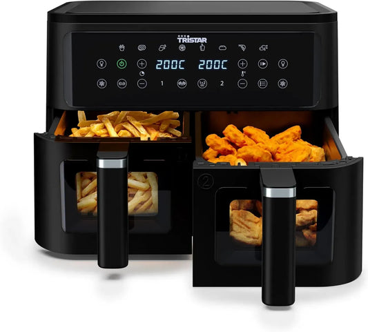 Friggitrice ad Aria Tristar 9L, Doppio Cestello, 10 Programmi, Controllo Digitale, Cottura Sana, 2500W