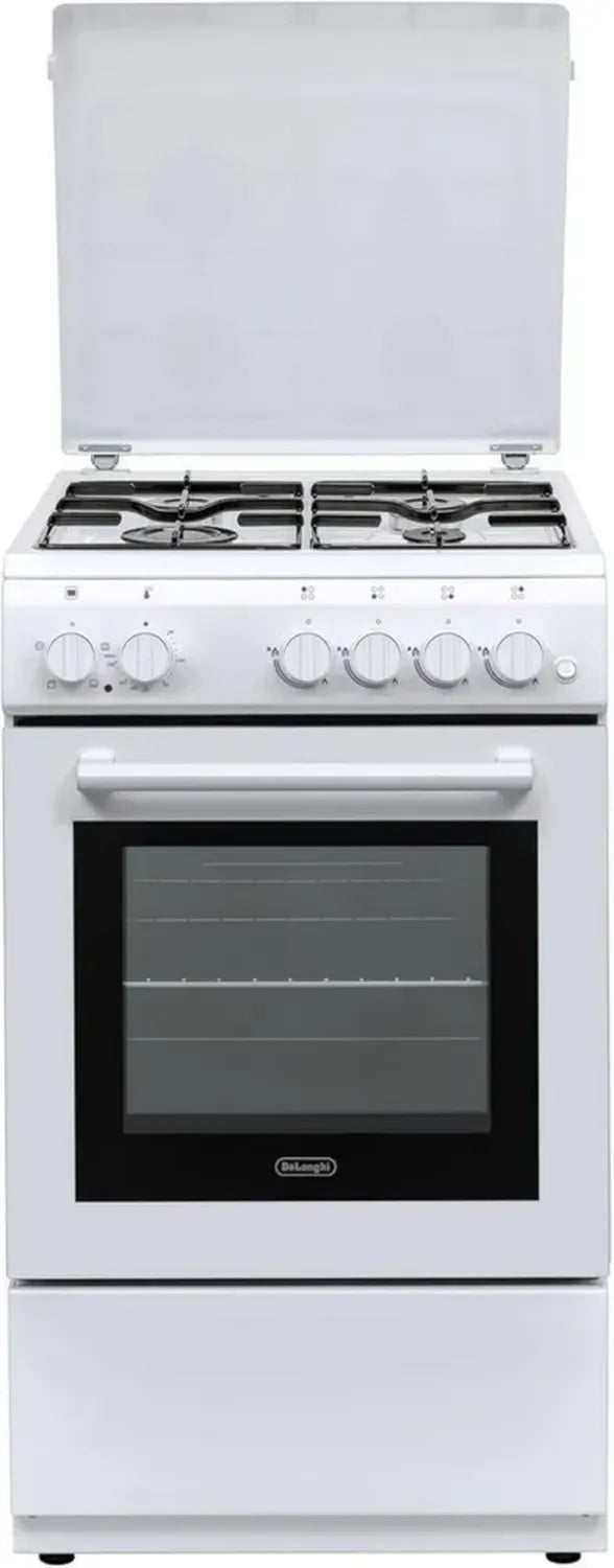 Cucina a gas 4 fuochi con forno elettrico 50x50 cm, Classe A, Bianco