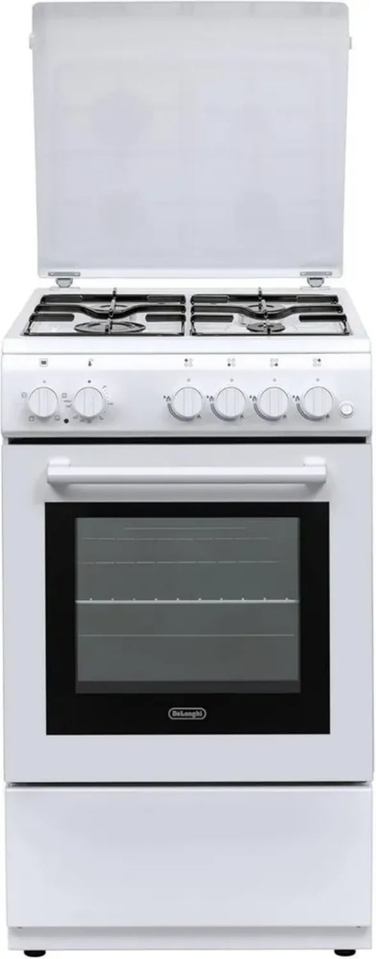 Cucina a gas 4 fuochi con forno elettrico 50x50 cm, Classe A, Bianco