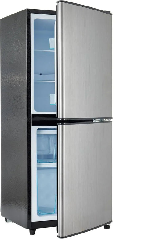 Frigorifero Merax 106L Bi-zona, Elegante Grigio Argento, Alta Efficienza Energetica