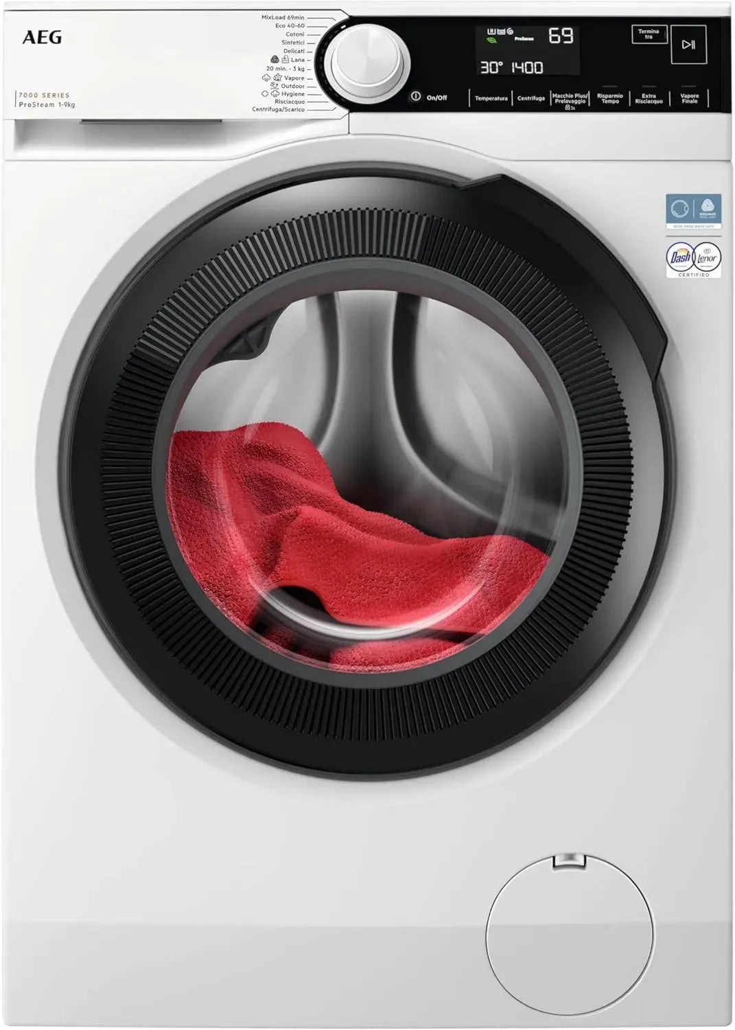 Lavatrice AEG 7000 ProSteam 9 kg Carica Frontale, Vapore Refresh, PreciseWash, Cesto Care, Classe A, Inverter 1351 RPM