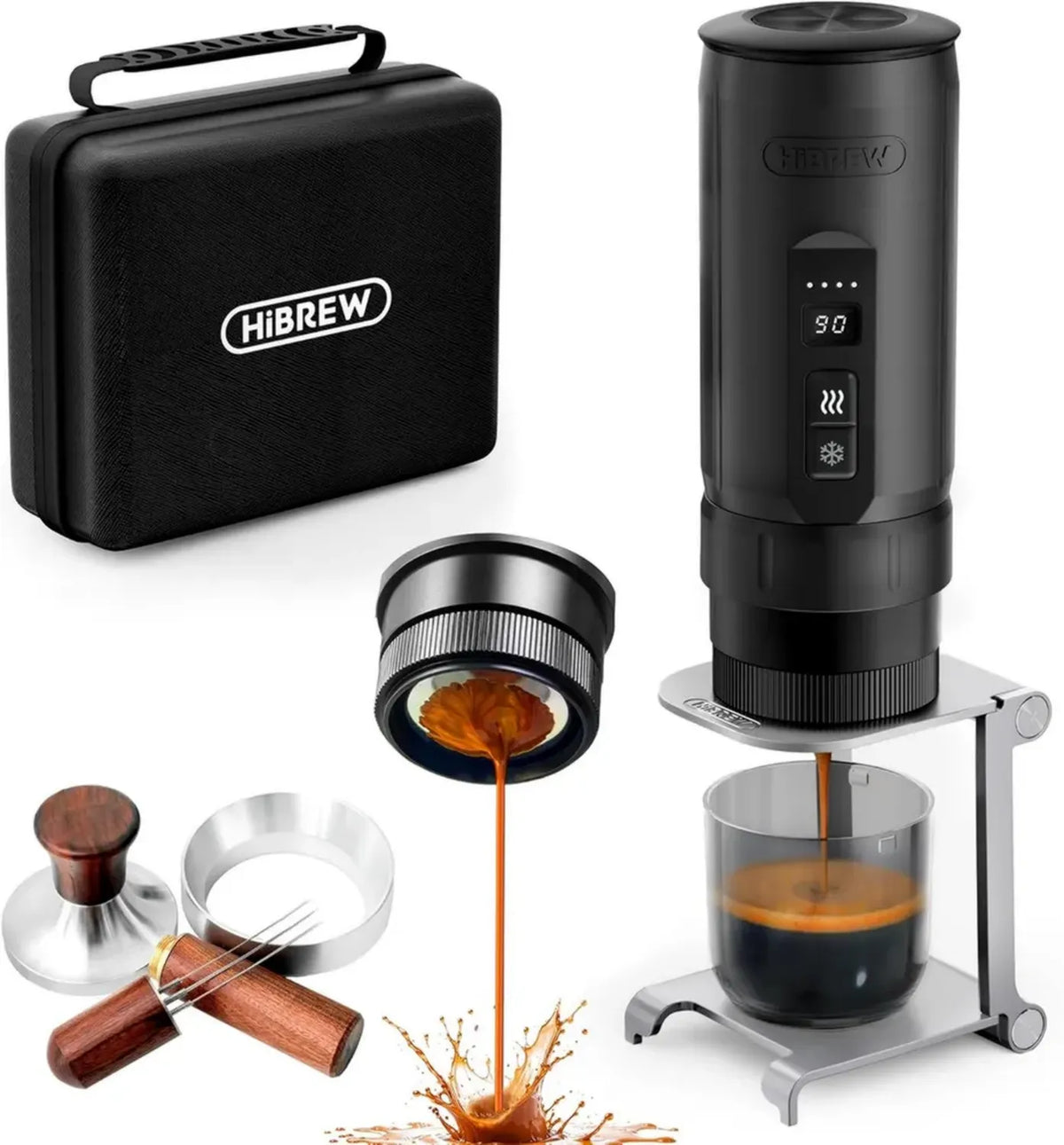 Macchina per Caffè Portatile HIBREW H4C Ultra, 51mm Porta Filtro Professionale, USB-C Ricaricabile, Ideale per Casa e Viaggio