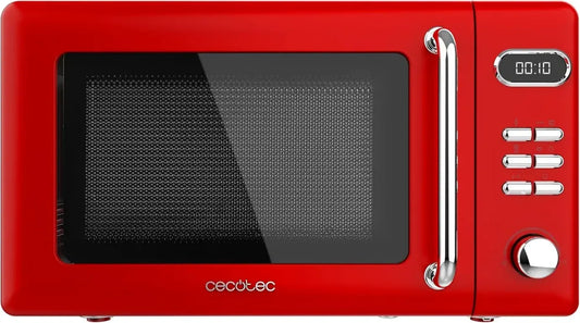 Microonde Digitale Cecotec 20L con Griglia Retro Rosso, 700W, 8 Programmi, Design Vintage