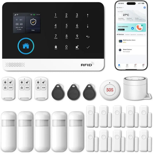 Sistema di Allarme 4G WiFi per Casa, Kit Sicurezza 24 pezzi con APP e Alexa