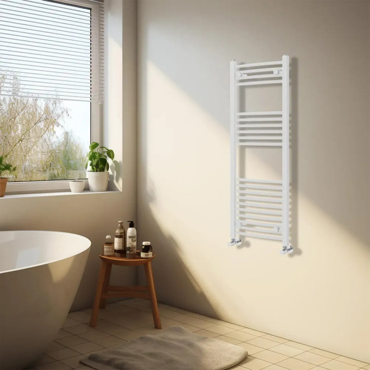 Radiatore Termico da Bagno Curvo con Scaldasalviette 1200x400 mm, Bianco