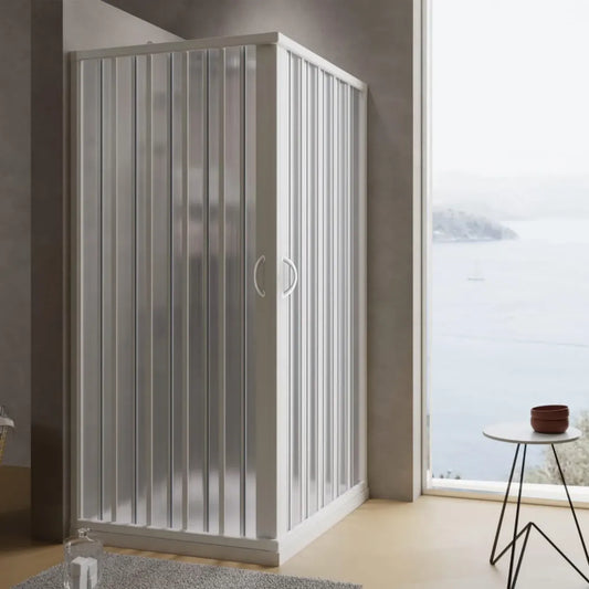 Cabina doccia pieghevole in PVC 80x90 cm, altezza 185 cm, modello Aster con apertura centrale