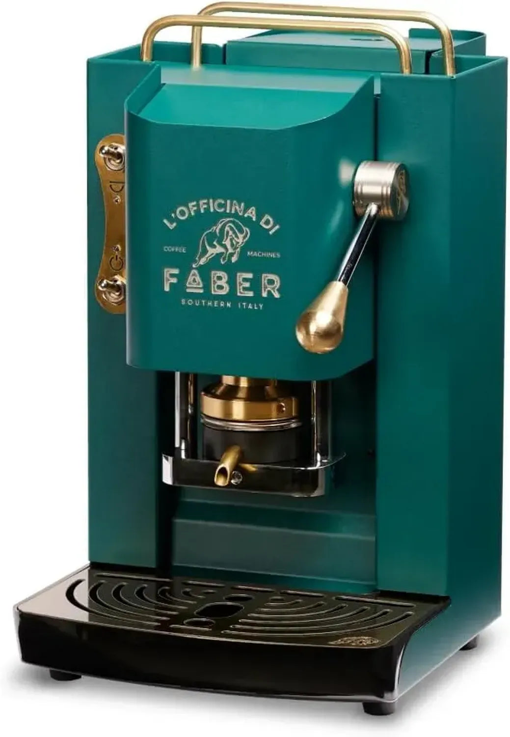 Macchina da Caffè Faber Pro Deluxe, ESE 44mm, Ottone Regolabile, Verde Inglese