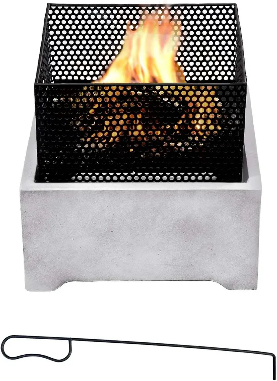 Braciere da Giardino in Metallo 38 cm, Camino e Stufa Esterno, Grigio/Nero