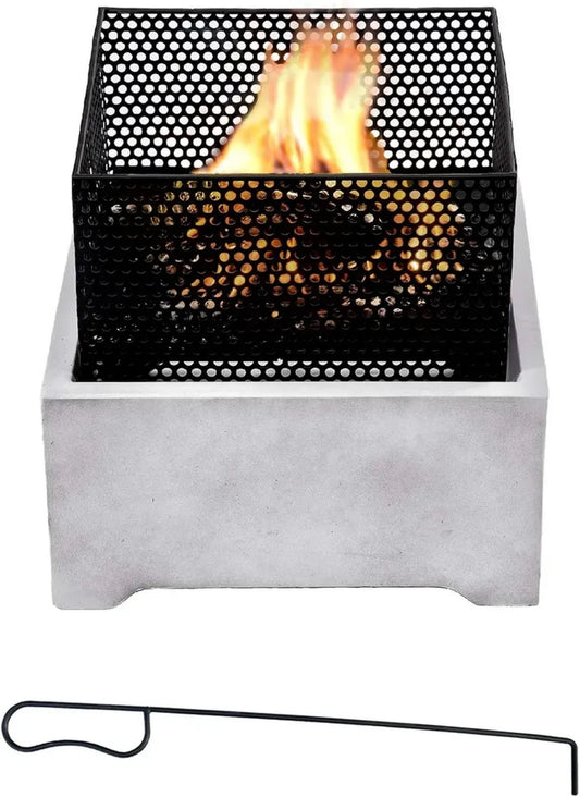Braciere da Giardino in Metallo 38 cm, Camino e Stufa Esterno, Grigio/Nero