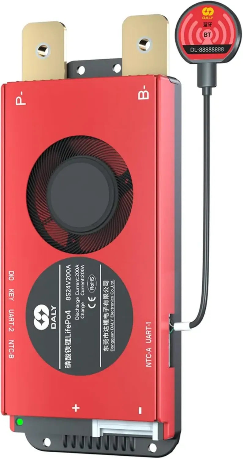 DALY BMS 24V 8S 200A LiFePO4 - Modulo di protezione intelligente Bluetooth per batterie al litio 24V per camper