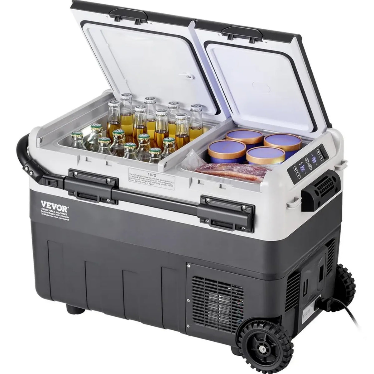 VEVOR Frigo Portatile 50L 12V Compressore, Doppia Zona, Casa e Camper