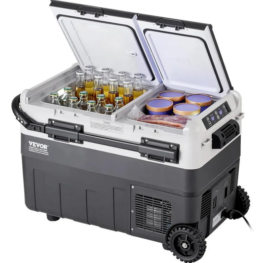 VEVOR Frigo Portatile 50L 12V Compressore, Doppia Zona, Casa e Camper