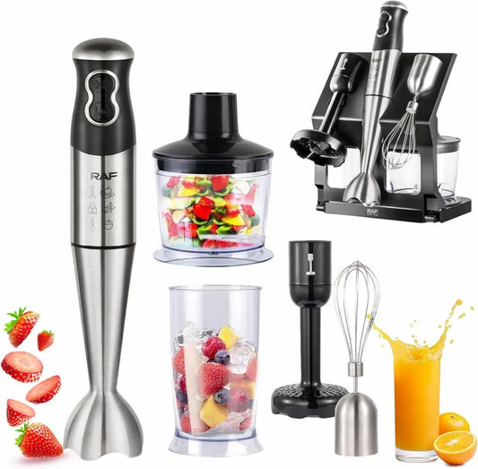 iFCOW Mixer a Immersione 5 in 1, Set Cucina con Frusta, Tritatutto e Bicchiere