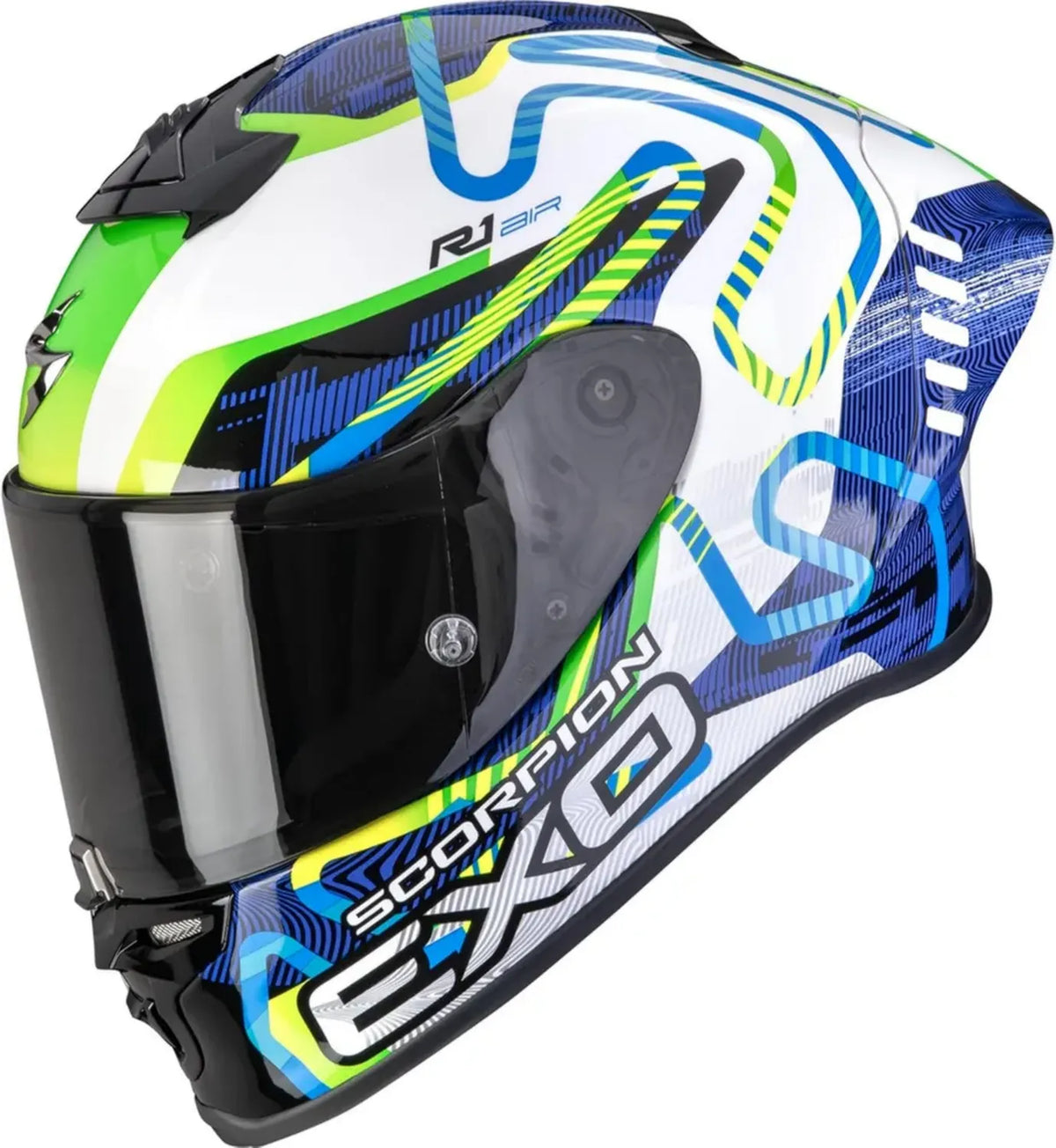 Casco Moto Sportivo EXO-R1 Evo II Air - Bianco, Blu e Verde