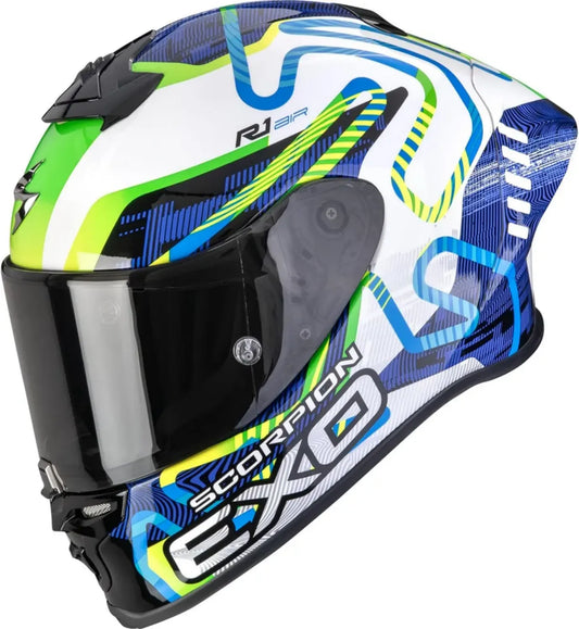 Casco Moto Sportivo EXO-R1 Evo II Air - Bianco, Blu e Verde